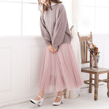 バックシャンスリットリボンケーブルニットトップス