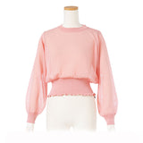 シアーバルーンスリーブニットトップス