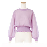 シアーバルーンスリーブニットトップス