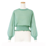 シアーバルーンスリーブニットトップス