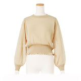 シアーバルーンスリーブニットトップス