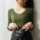 【メール便】バッククロスVネックリブトップス