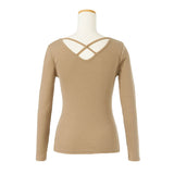 【メール便】バッククロスVネックリブトップス