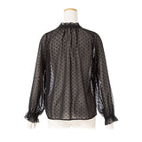 ドビードットデザインボタンシアーシャツ