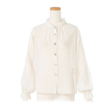 ドビードットデザインボタンシアーシャツ