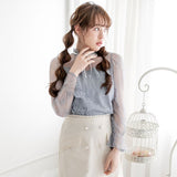 【メール便】リボン付プチハイネックレーストップス