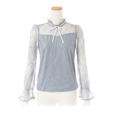 【メール便】リボン付プチハイネックレーストップス