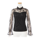 【メール便】リボン付プチハイネックレーストップス