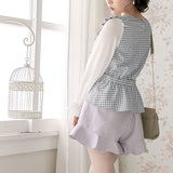 【メール便】肩フリルシフォン袖ブラウス