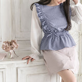 【メール便】肩フリルシフォン袖ブラウス