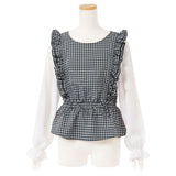 【メール便】肩フリルシフォン袖ブラウス