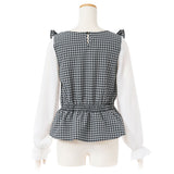 【メール便】肩フリルシフォン袖ブラウス