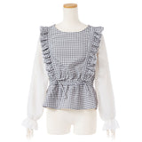 【メール便】肩フリルシフォン袖ブラウス