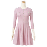 キラキラボタンリブニットフレアワンピ