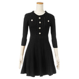 キラキラボタンリブニットフレアワンピ