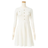 キラキラボタンリブニットフレアワンピ