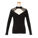 スカラップレースバスト開きリブトップス