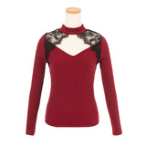 スカラップレースバスト開きリブトップス