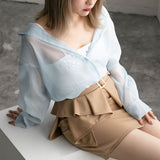 【メール便】ビッグシルエットオーガンジーシャツ