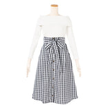 ウエストタック美シルエットメロウオフショルドッキングワンピ