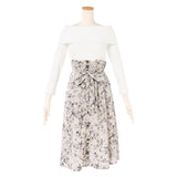 ウエストタック美シルエットメロウオフショルドッキングワンピ