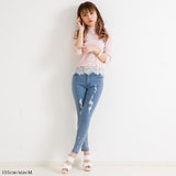 【メール便】バックレースアップ短丈リブトップス