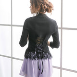 【メール便】バックレースアップ短丈リブトップス