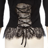 【メール便】バックレースアップ短丈リブトップス