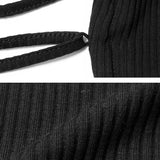 【メール便】バックレースアップ短丈リブトップス