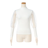 【メール便】袖オーガンジーリブトップス【C】