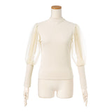 【メール便】袖オーガンジーリブトップス【C】