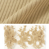 【メール便】袖フラワー刺繍リブトップス【C】