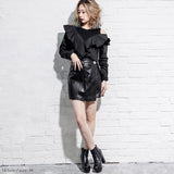 【メール便】肩あきカットソー切り替えシャツ【C】