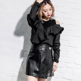 【メール便】肩あきカットソー切り替えシャツ【C】