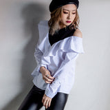 【メール便】肩あきカットソー切り替えシャツ【C】