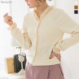 パールボタンレース衿カーデ【C】