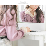 パールボタンレース衿カーデ【C】