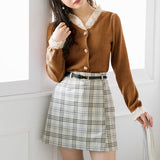 パールボタンレース衿カーデ【C】