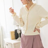 パールボタンレース衿カーデ【C】