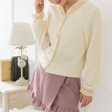 パールボタンレース衿カーデ【C】