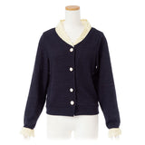 パールボタンレース衿カーデ【C】