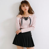 【メール便】ロゴテープレースアップリブトップス