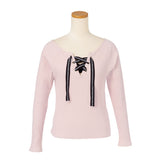 【メール便】ロゴテープレースアップリブトップス