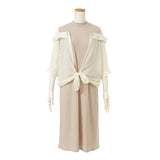 シアーシャツドッキングリブワンピース