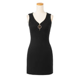 【メール便】フロントジップノースリーブニットワンピース