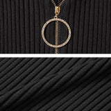 【メール便】フロントジップノースリーブニットワンピース