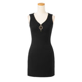 【メール便】フロントジップノースリーブニットワンピース