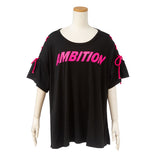 サイドショルダーレースアップオフショルロゴトップス