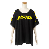 サイドショルダーレースアップオフショルロゴトップス