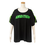 サイドショルダーレースアップオフショルロゴトップス